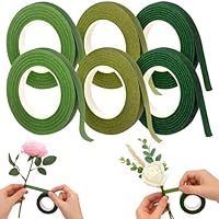 HAKACC Floristenband, 6 Stück Floristenkrepp, Blumenband in Grün für Blumenarrangements und Floristik, 12mm x 27m pro Rolle, 162m Gesamt