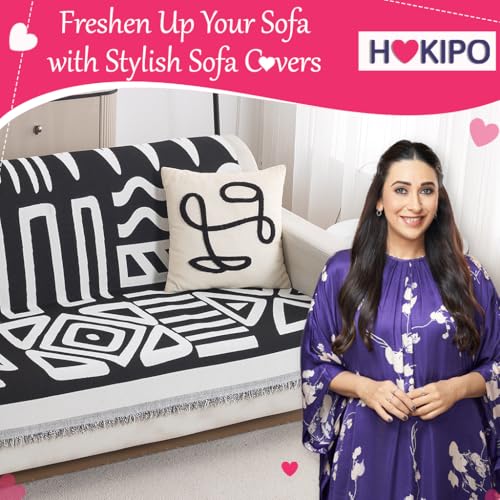 Image of HOKIPO Sofa Cover 3 Seater, 180x175 cm, Black