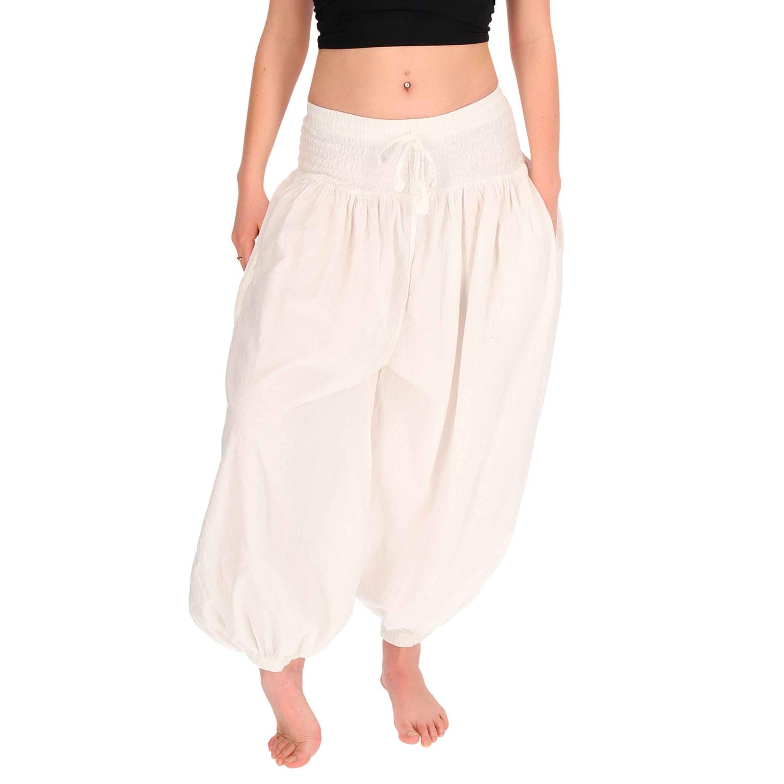 Damen Hose Baumwoll Yoga Freizeit Haremshose Pluderhose Ballonhose
