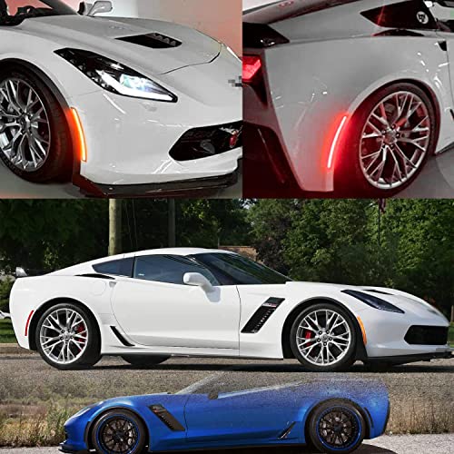 Nslumo Led Side Marker Lights For Chevy Corvette C7 2014-2019 Smoked Lens 192-Smd Amber Front Red Rear C7 Side Signal Marker Lights Replace Oem Sidemarker Lamps #TOP5