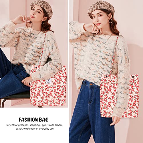 Image of Ayieyill Corduroy Tote Bag for Women Canvas Shoulder Cord Purse with Inner Pocket