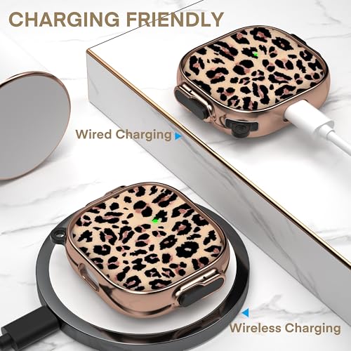 Image of Maxjoy for AirPods 4 Case with Lock, Cute AirPods 4 Case Lock Protective Hard AirPod 4 Generation Cover for Women Men with Keychain Clip for AirPod 4th Generation Cover 2024, Leopard