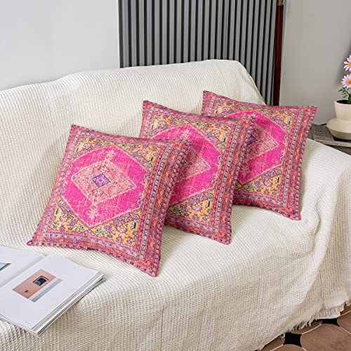 Erosebridal GHS6536HLJI-KD_40X40X2 Pack Of 2 Throw Pillow Covers 16X16, Exotic Flowers Pillow Covers, Yellow Pink Farmhouse Ethnic Abstract Cushion Covers thumb #3