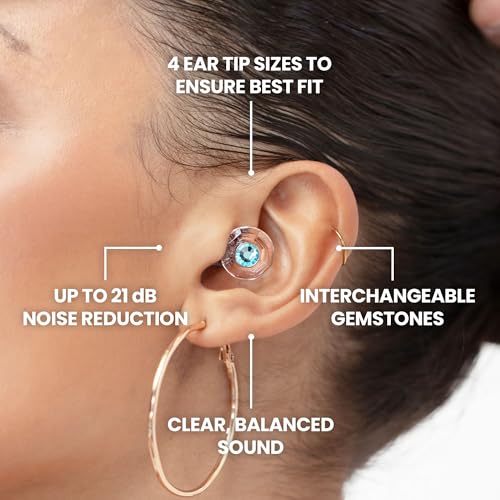 Image of Eargasm Clicks Earplugs - Reusable Noise Reduction Ear-Plugs with Customizable Gemstone Faceplates - Hearing Protection for Noise Sensitivity at Live Concerts, Motorcycles, Sports Events, Festivals