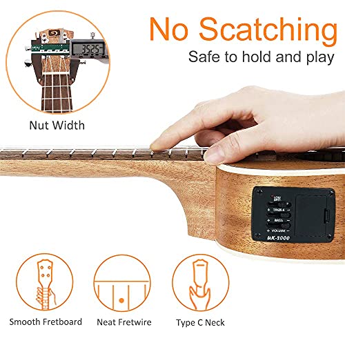 Miniatura 7 de Vangoa Tenor Ukelele Electroacustico Caoba 26 Pulgadas Ukeleles Con Ecualizador De 2 Bandas, Ukulele Kits Para Principiantes, Estudiante, Intermedio
