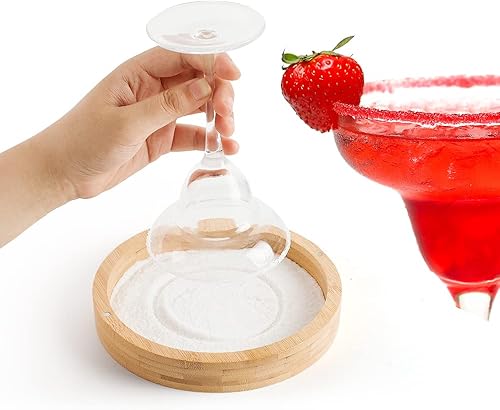 Miniatura 2 de Margarita - Juego de rimmer de sal con tapa – Rimmer de sal de bambú para cócteles – Rimmering de vidrio de fiesta de bar para bebidas, cortador de