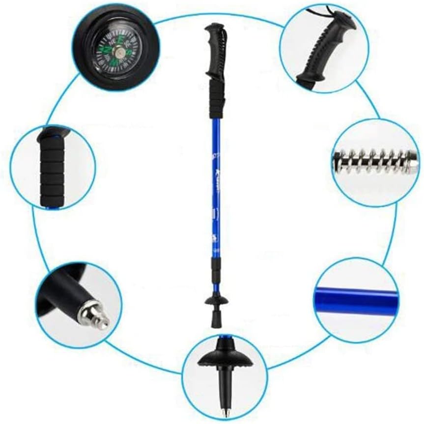 Crutches Multifunctional Crutches Foldable Trekking Poles Ski Poles Telescopic Aluminum Alloy Walking Poles Three Section Climbing Poles Walking Sticks for Elde