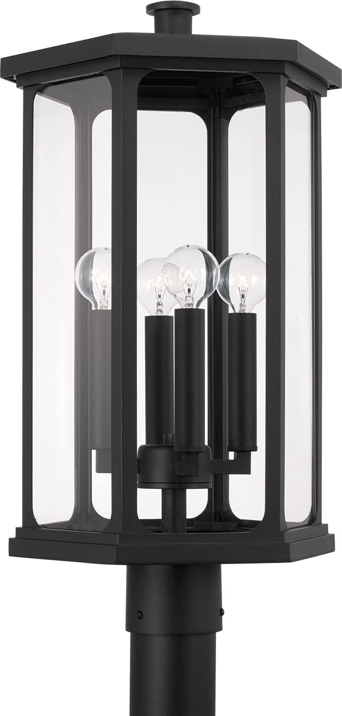 Farol de Pared Exterior de Metal y Vidrio Black 21.75"H x 12"W