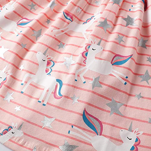 Image of Hongshilian Toddler Girls Longsleeve Dress Cotton Jersey Casual Dresses Cartoon Applique
