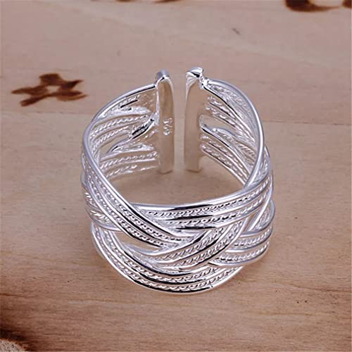 Argent 925 cross tissage anneau ouvert pour femme cadeau de mariage