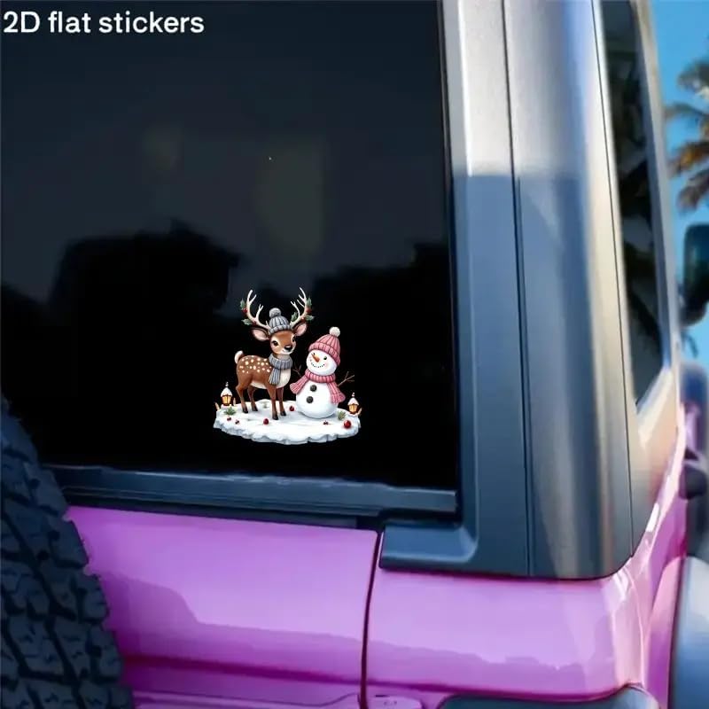 Snowman Reindeer Through Wall PVC Vinyl Car Decals Stickers Waterproof Self-Adhesive Decals for Cars, Laptops, Trucks, Motorcycles Wall Window Luggage Scratch Cover Door Decor Sticker - Image 4