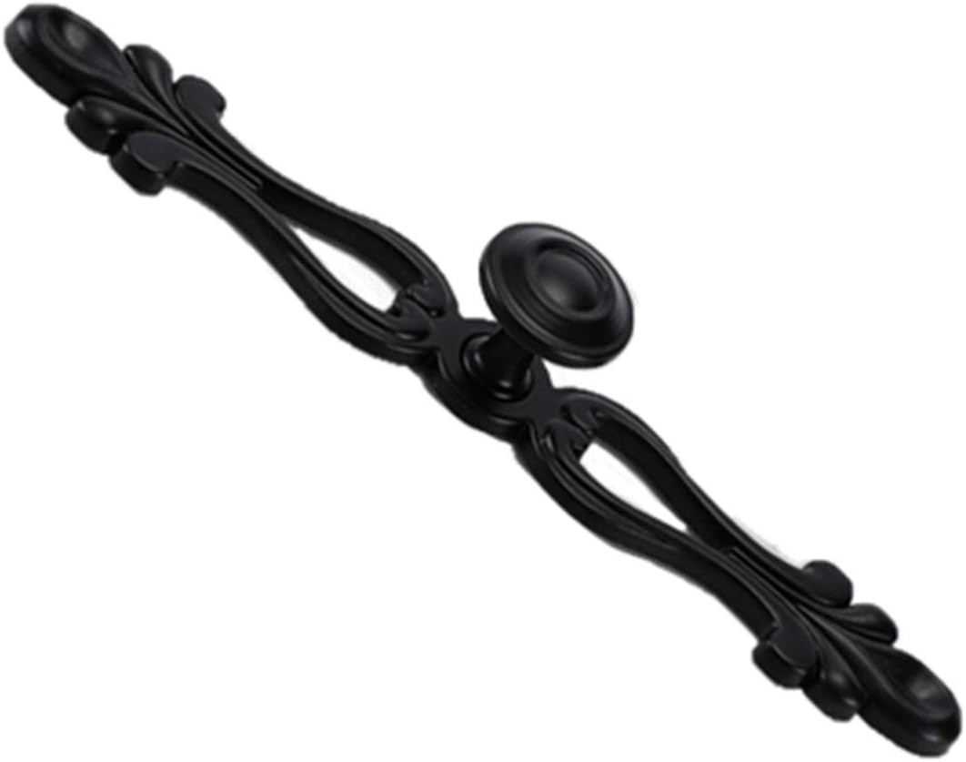 6pcs Vintage Style Cabinet Handles Dresser Drawer Pull Knob Wardrobe Cupboard Knobs with Plate and Screws Large Black