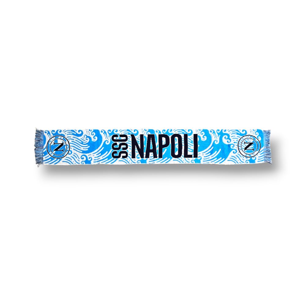 3R Sport SSC Napoli Jacquard Scarf Official Product 100% Acrylic, Light Blue, White, Blue
