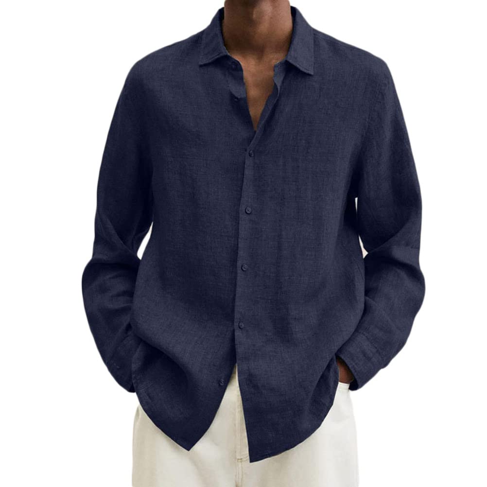 Onsoyours Camisa De Lino Hombre Casual Manga Corta Camisas De Verano Playa Cuello En V Camisa De Algodón Y Lino para Hombre Ligero Y Transpirable