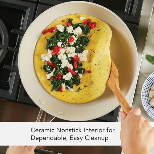 Image of KitchenAid Hard Anodized Ceramic Nonstick Cookware Frying /Skillet Pan, 12.25 Inch Non Stick Fry Pan with Stainless Steel Handle - Porcelain White