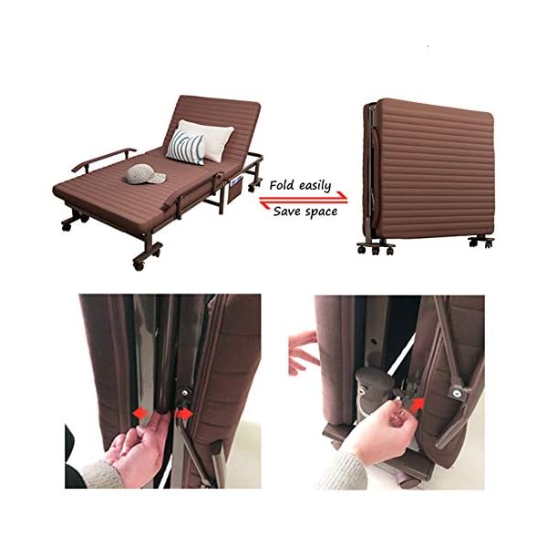 Home Simple Folding Bed Single Portable Adjustable Multifunctional Office Recliner Lunch Break Accompanying Bed,Stripe - Image 5