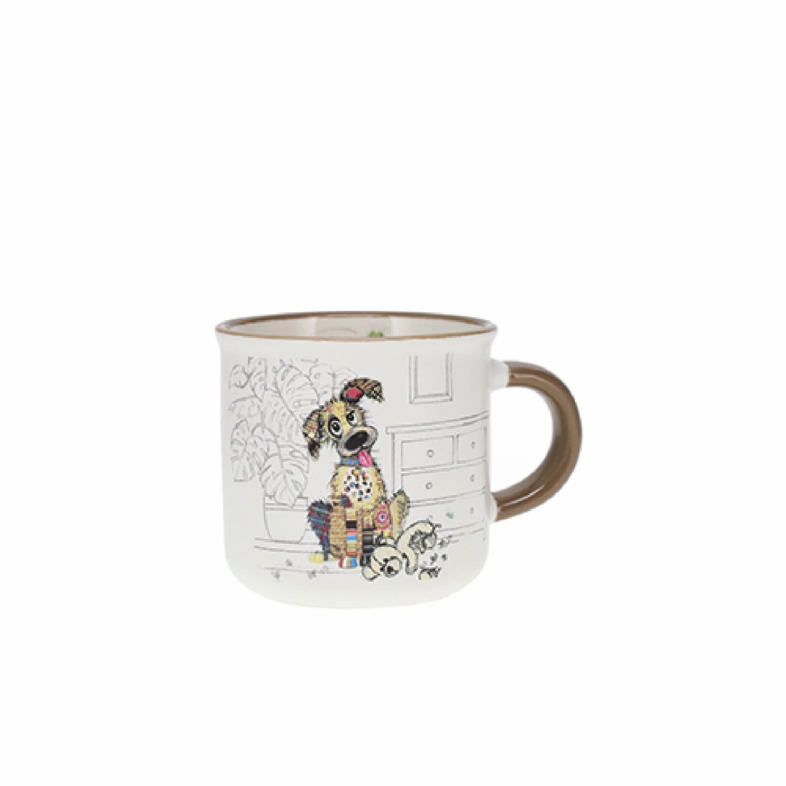 KIUB Mini Mug Espresso Mug with Animals – Nice Dog Design – Height 6.5 cm – Fine Porcelain