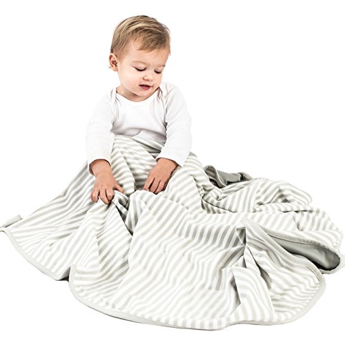Wool Baby Blanket for Crib or Stroller, Merino Wool Blanket, 40â€ x 31.5â€, Stripe Gray