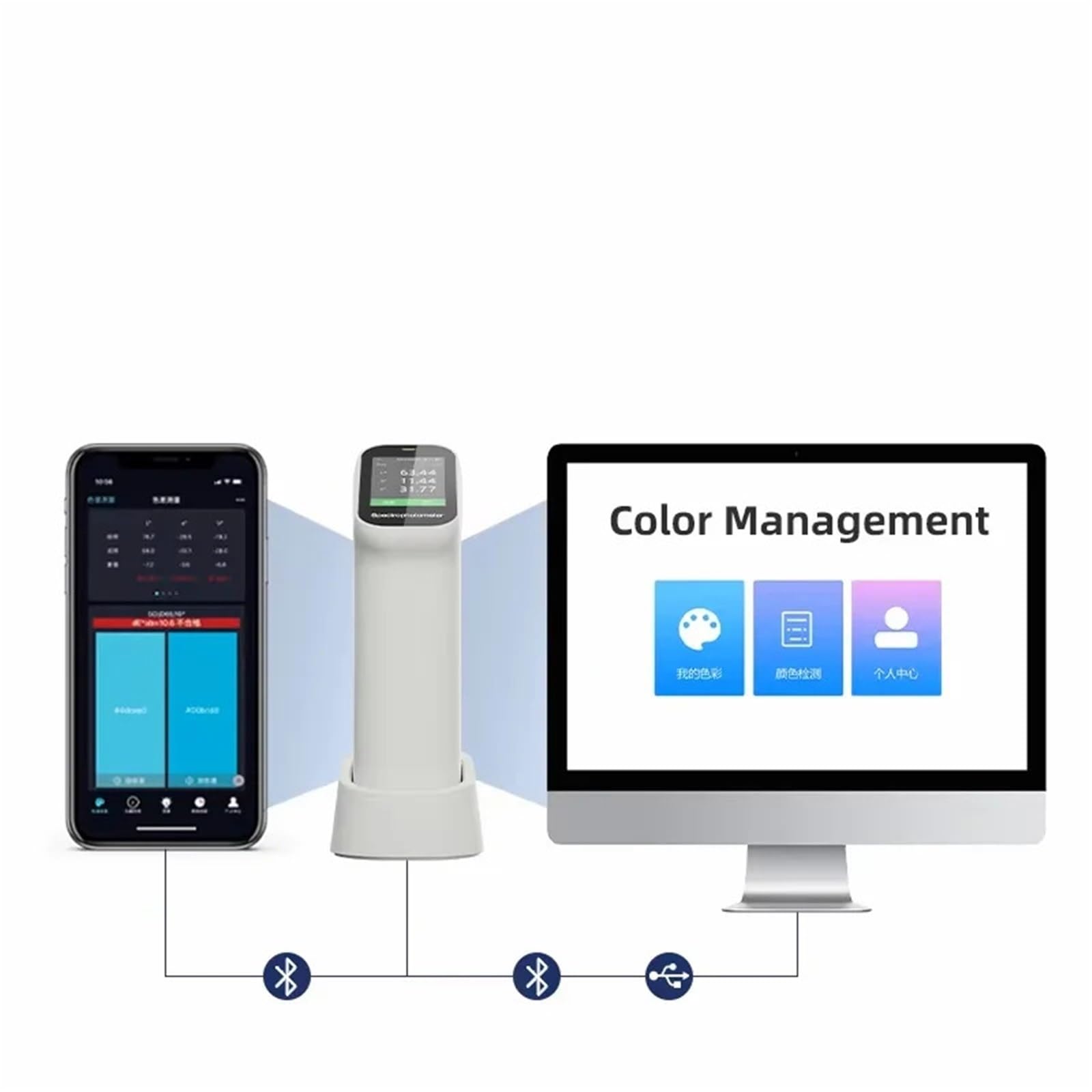 Tragbarer Farbanalysator fessionelles Kolorimeter zur Qualitätsprüfung, Steuerung über Touchscreen, unterstützende Computersoftware zur Farbprüfung(DS-210)