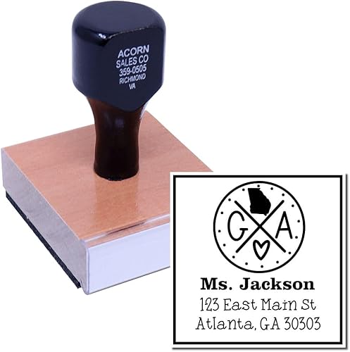 Miniatura 426 de Texas State Love - Sello de dirección cuadrado, uso con almohadilla de sellos, sello de correo de Texas, tamaño 1-5/8 pulgadas Manija