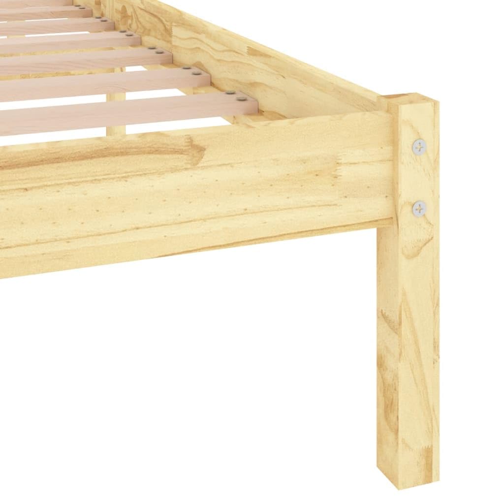Solid Pine Wood Bed Frame 120x190 cm with Slatted Base | Designed for guest rooms or kids' bedrooms, this platform structure supports mattresses directly without a box spring.