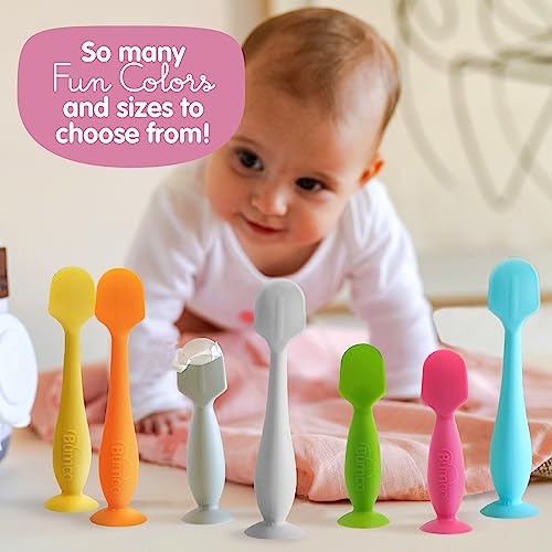 Image of Bumco Baby Bum Brush + Travel Diaper Cream Spatula Set With Case (Gray) | BPA-Free - Diaper bag essentials with suction cup base. Travel case included for clean butt paste cream application on-the-go