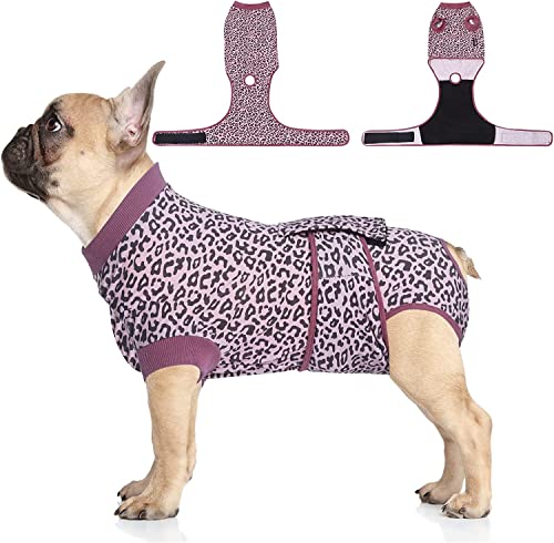 Image of Jiupety Dog Recovery Suit Adjustable, Dogs Bodysuit for Abdominal Wound After Surgery, Substitute E-Collar, L Size, Anti-Licking Surgical Dog Onesies, Pink Leopard