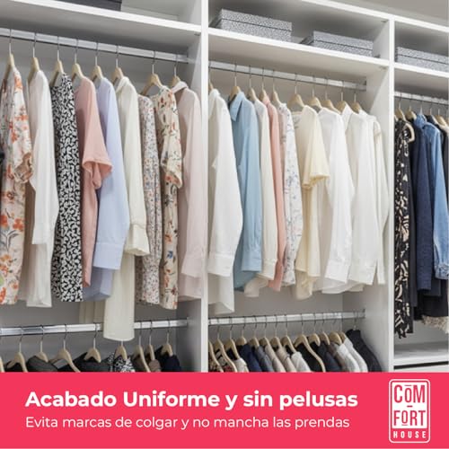 COM-FORT HOUSE- Perchas Terciopelo Antideslizantes- Pack 20 Unidades- Color Beige- Diseño Ultrafino Ahorra Espacio - Gancho Giratorio 360° - para Trajes, Vestidos, Camisas