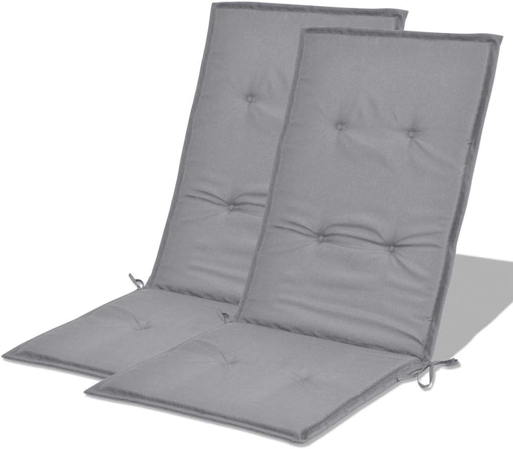 Festnight Garden Chair Cushions Dining Chair Cushions Outdoor Seat Back Chair Cushion for Garden, Patio 2 pcs Gray 47.2"x19.7"x1.2"