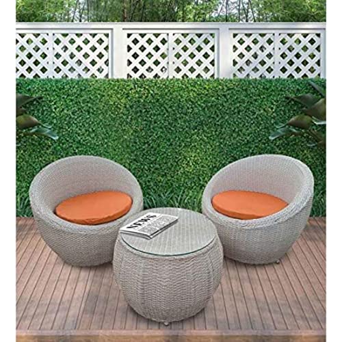 Image of Apple 2 Chair 1 Table Set Patio|Indoor|Outdoor| Living Room | Balcony | 2 Chairs and 1 Table Furniture Set |Coffee Chair Table Set |Powder Coated|(White Orange)