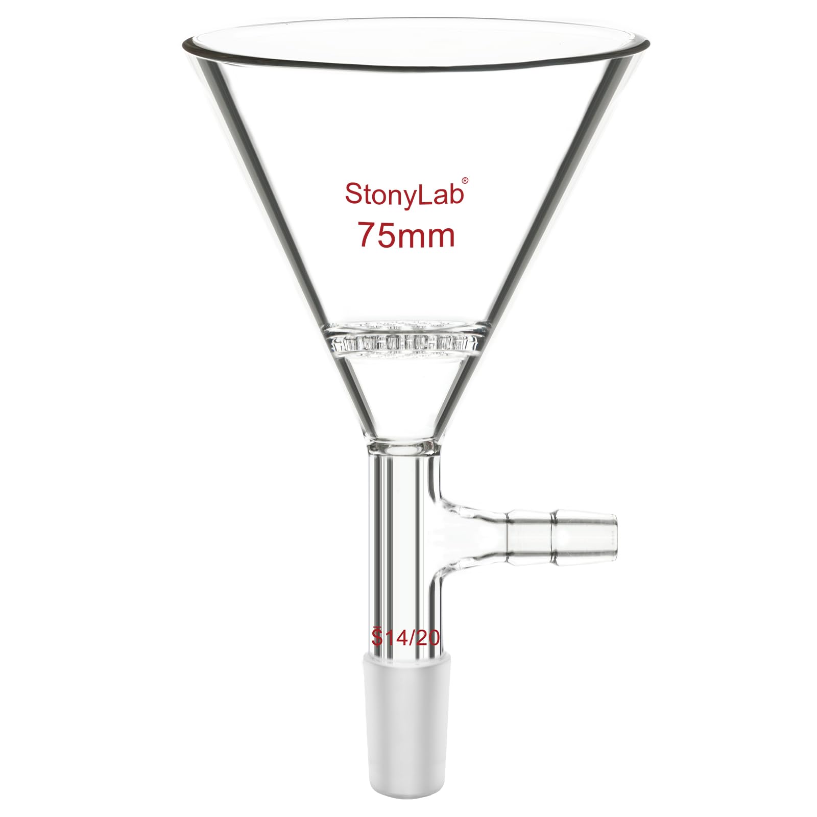 stonylab Borosilikatglas Dreieck-Trichter für Vakuumfiltration, Effiziente Filterung, 14/20 Schliff, 75mm Durchmesser, Ideal für Labor Filtration Prozesse