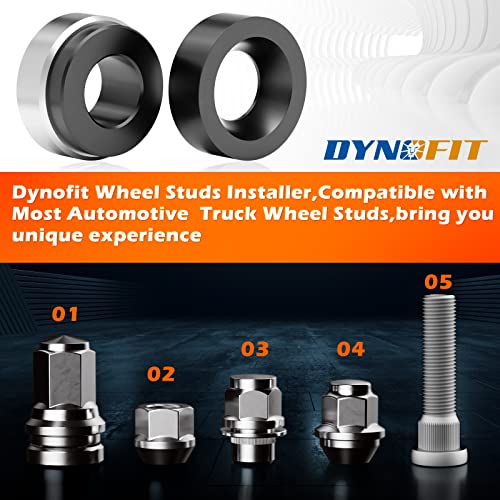 Dynofit 22800 Wheel Stud Installer Tool Set, Tire Stud Tool(2Pc Fit Both Of 60 Degree And Flat/Mag Seat Lug Nuts) Replace Most All Automotive And Light-Duty Truck Wheel Bolts, Durable And Effort #TOP2