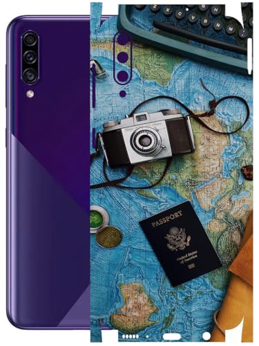 Image of AtOdds - Full Body Back Screen Guard Protector Film - Lamination Wrap Skin Sticker Compatible with Samsung Galaxy A30s | Scratchproof Matte Finish (Travel Map)