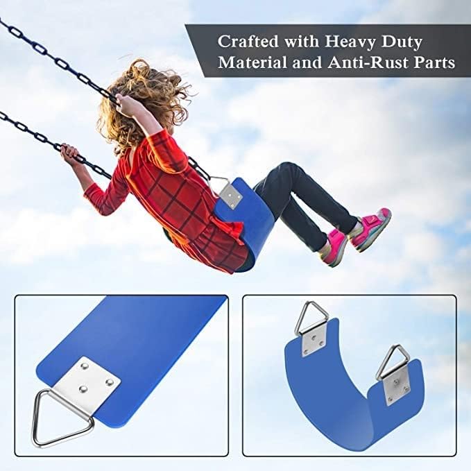 Image of Heavy Duty Flexible EVA Plastic Swing Seat with Metal Triangle Ring for Kids & Adults - Blue | 300KG Weight Limit