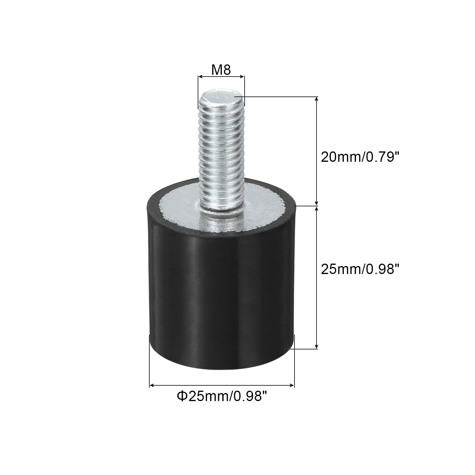 uxcell M8 Thread Rubber Mounts, Vibration Isolators, Cylindrical Shock Absorber with Studs 25 x 25mm 4pcs — Amazon image 2