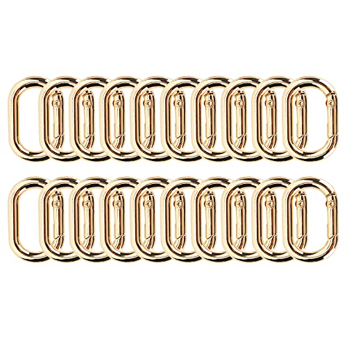 Pssopp 20Pcs Oval Spring Clip Golden Spring Mountaineering Buckle Carabiner Metal Spring Key Ring for Key Organizing Accessories(gold) - Image 4