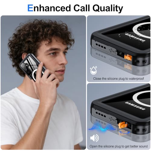 Image of ANTSHARE IP68 Waterproof Case for Samsung Galaxy S24 Plus, Black /Clear | Compatible with MagSafe, Built-in Screen /Lens Protector - Shockproof & Dropproof, Full Body Protection for Swimming /Outdoor
