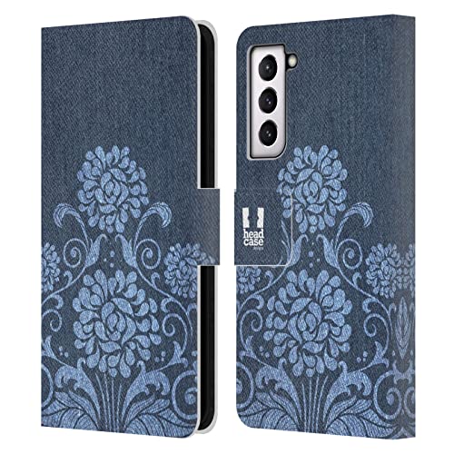 Protection Samsung Galaxy S21 FE 5G Étui Portefeuille Cuir Motif Floral Denim Antichoc