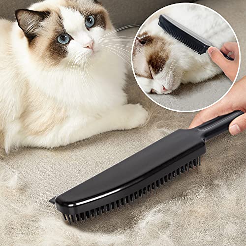 Rubber Broom With Squeegee Fur And Long Handle, Carpet Rake And Lint Brush Set For Pet Dog Cat Hair Removal Tool, Sweeping Rug Brush Indoor Outdoor,Push Broom For Soft Carpet,Tile,Wooden Floor #TOP2
