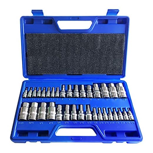 Master Hex Bit Socket Set Allen Wrench Bit Kit Hex Key for Ratchet Socket Tool SAE and Metric Set 3/8, 1/4, 1/2 Drive Socket Set 34-Piece