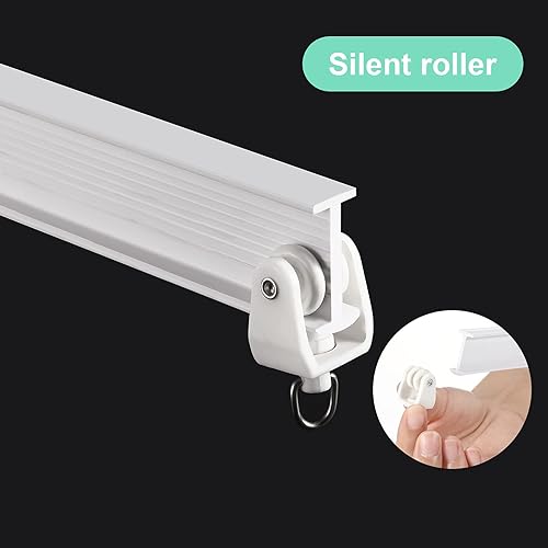 Miniatura 4 de Cortina de techo curvada para riel de cortina, litera, ventana, divisor de habitación, flexible y recto (32.8 pies32.8 ft, blanco)