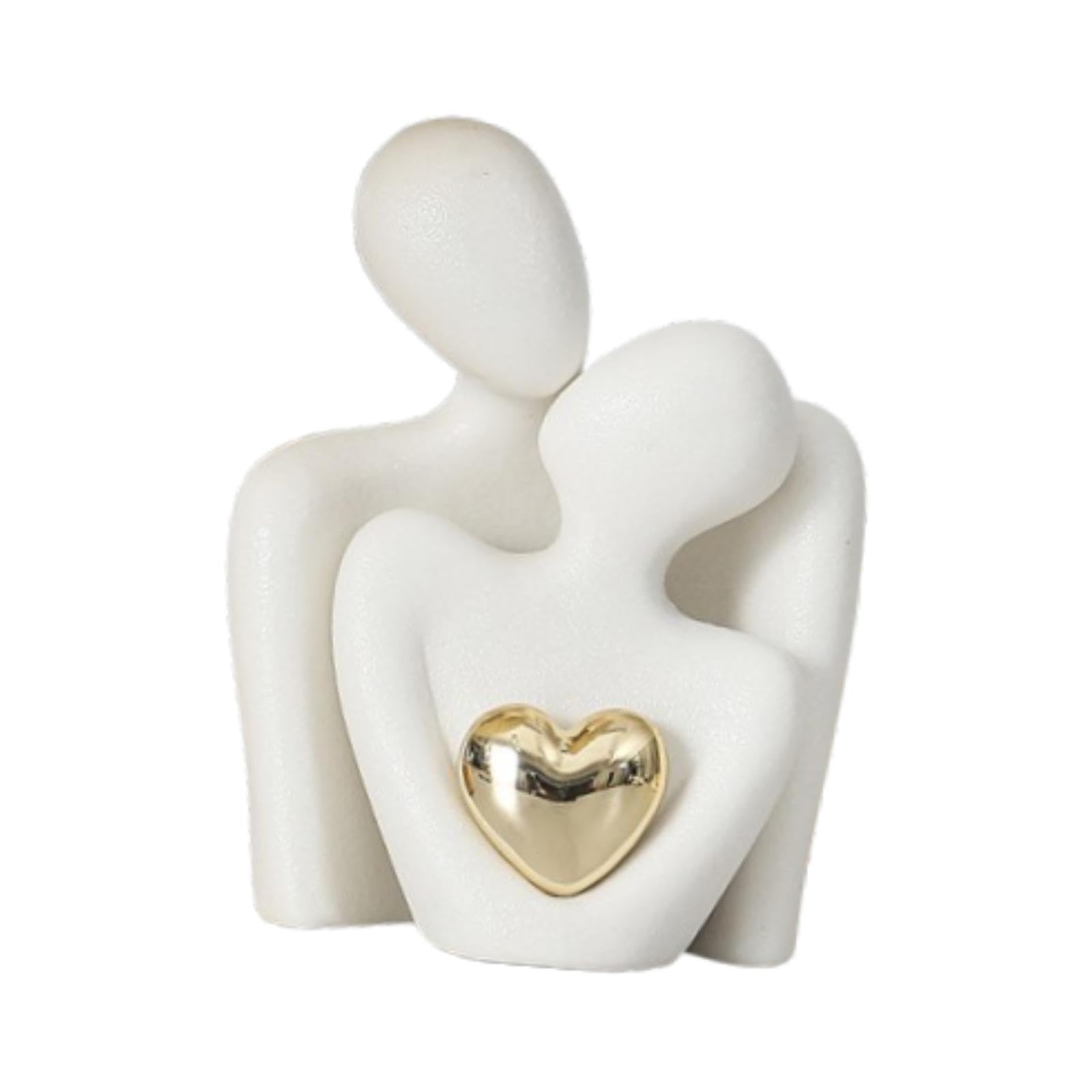 PIXZCSA Couple Statue Modern Decor Abstract Art Statue Lovers Statues Valentines Day Decoration Birthdays Living Room Weddings, White, S