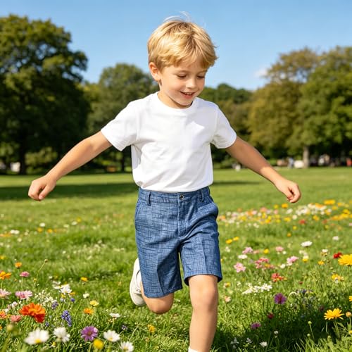Image of Boy Shorts Kids Stretch School Uniform Clothes Flat Front Dress Casual Shorts with Pockets for Summer