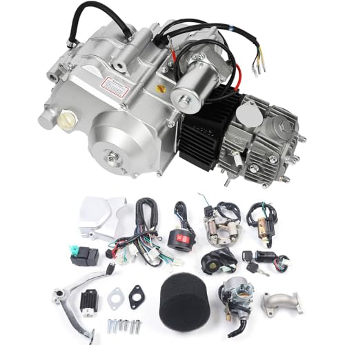 LIYUANJUN 125CC Engine Motor 4-Stroke Semi Auto Engine for Go Kart ATV Quad Bike Buggy CDI/Air Cooling System Single-Cylinder with Reverse and 3 Forward Electrical Start