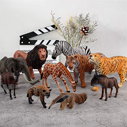 Image of 10 PCS Wildlife Grassland Animal Figures Model Figurines Lion Tiger Anteater Leopard Party Favors Supplies Cake Toppers Decoration Cognitive Toys Set for Boys Girls Kid