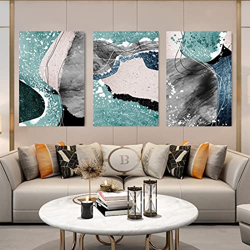 Peinture abstraite bloc couleur noir vert pour décoration murale de salon chic