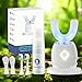 EPCS Ralexidog Smart U-Shaped Toothbrush for Adults, Automatic 360° Ultrasonic with Foam Mousse, Hands-Free, 4 Brush Heads, Blue LED Light, All-in-One Charging Base Kit (White)