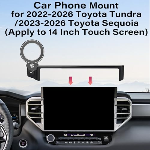 Image of Car Phone Holder for 2022-2026 Toyota Tundra /2023-2026 Sequoia Accessories | 14-inch Screen Clip-On MagSafe Strong Magnetic Cell Phone Mount, 360 Rotatable Hands-Free Holder,Not Block Air Vents