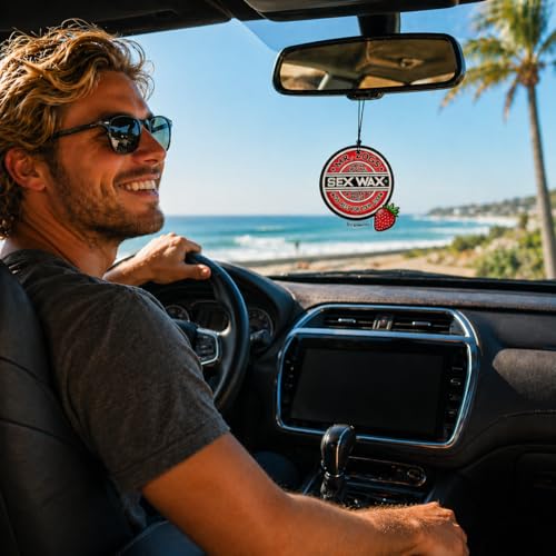 Image of SEX WAX Car Air Freshener | Hanging Long Lasting Scent Car Air Freshener for Auto and Home | Strawberry, 2 Air Freshener (Strawberry)