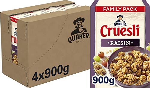 Quaker Cruesli Rozijn, doos 4 stuks x 900g